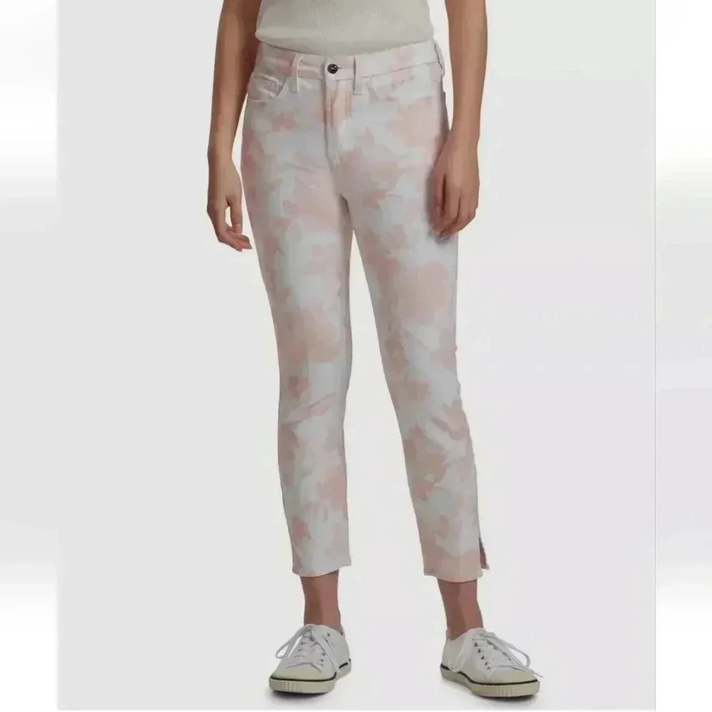 JEN7 by 7 For All Mankind Women's White/Pink Floral Skinny Jeans Pants Size 16 - Picture 2 of 16